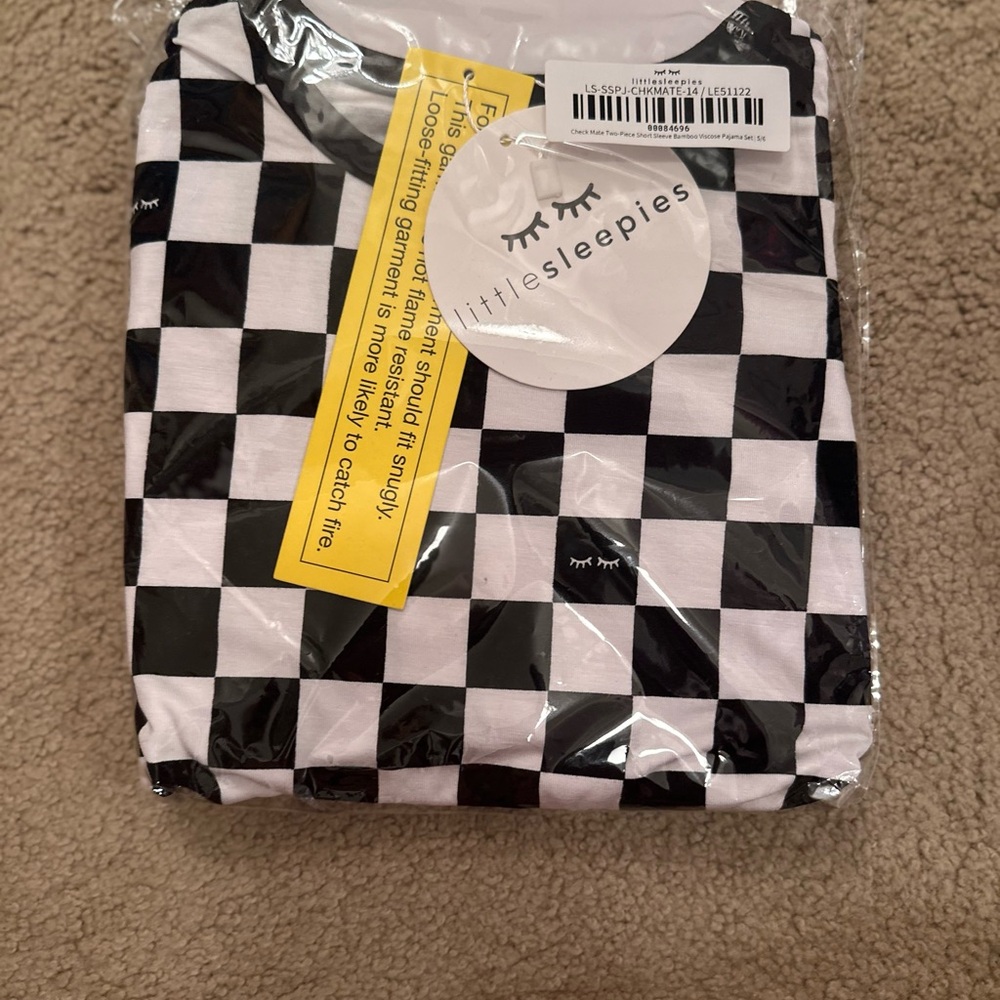 Little Sleepies Black and White Checkered Pajama Set